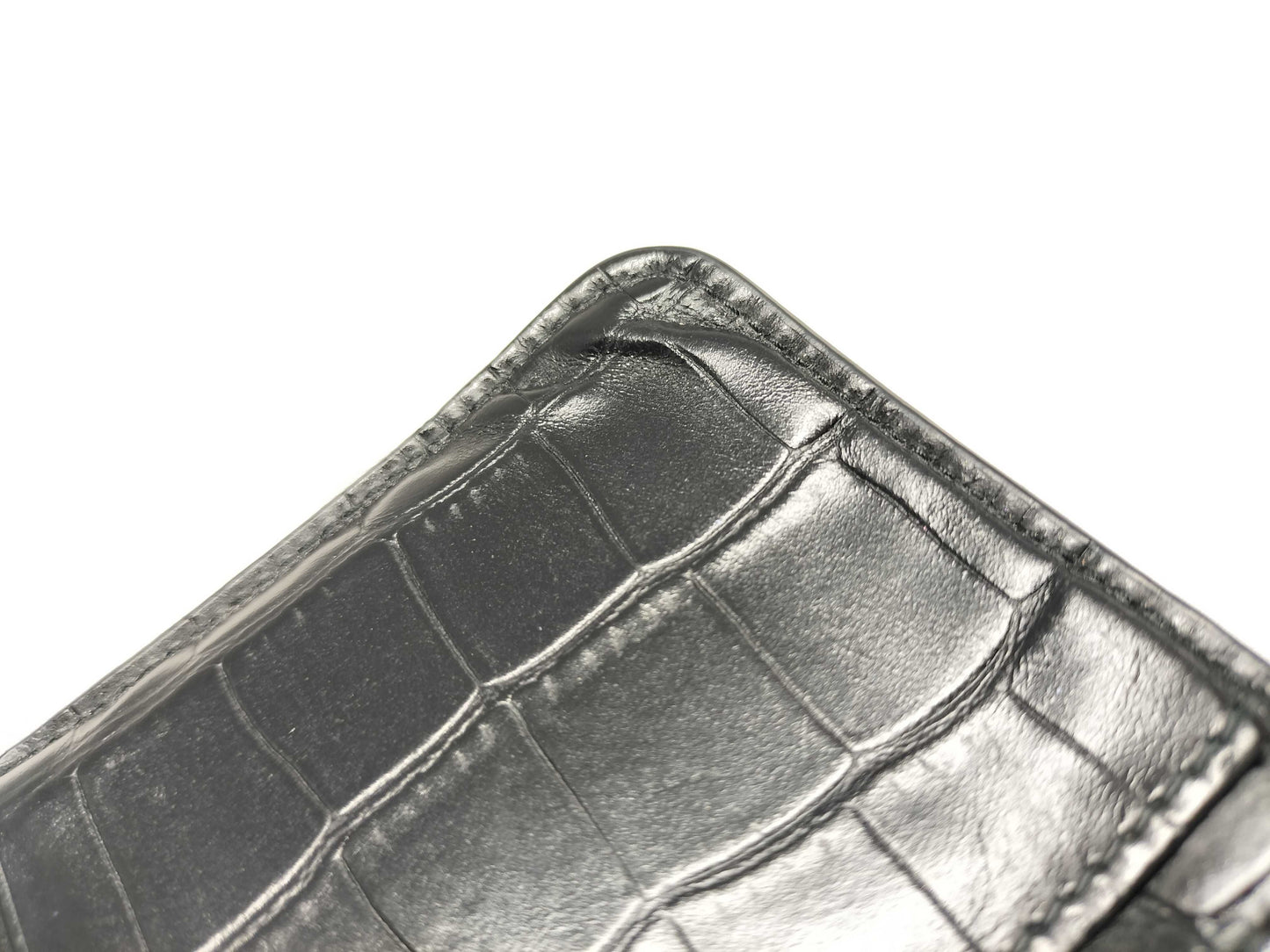 BALENCIAGA Crocodile Embossed Card and Coin Case