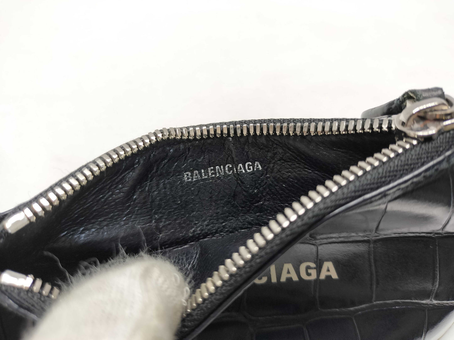 BALENCIAGA Crocodile Embossed Card and Coin Case