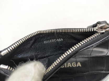 BALENCIAGA Crocodile Embossed Card and Coin Case