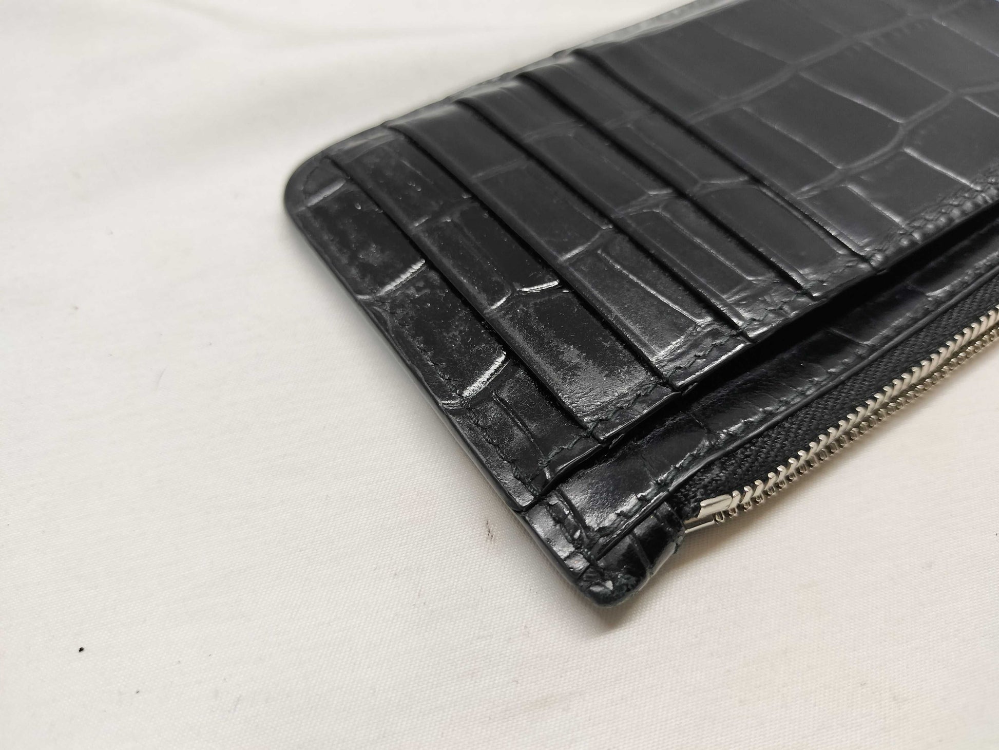 BALENCIAGA Crocodile Embossed Card and Coin Case