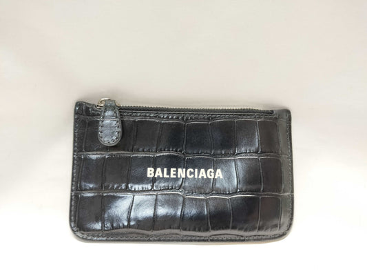 BALENCIAGA Crocodile Embossed Card and Coin Case