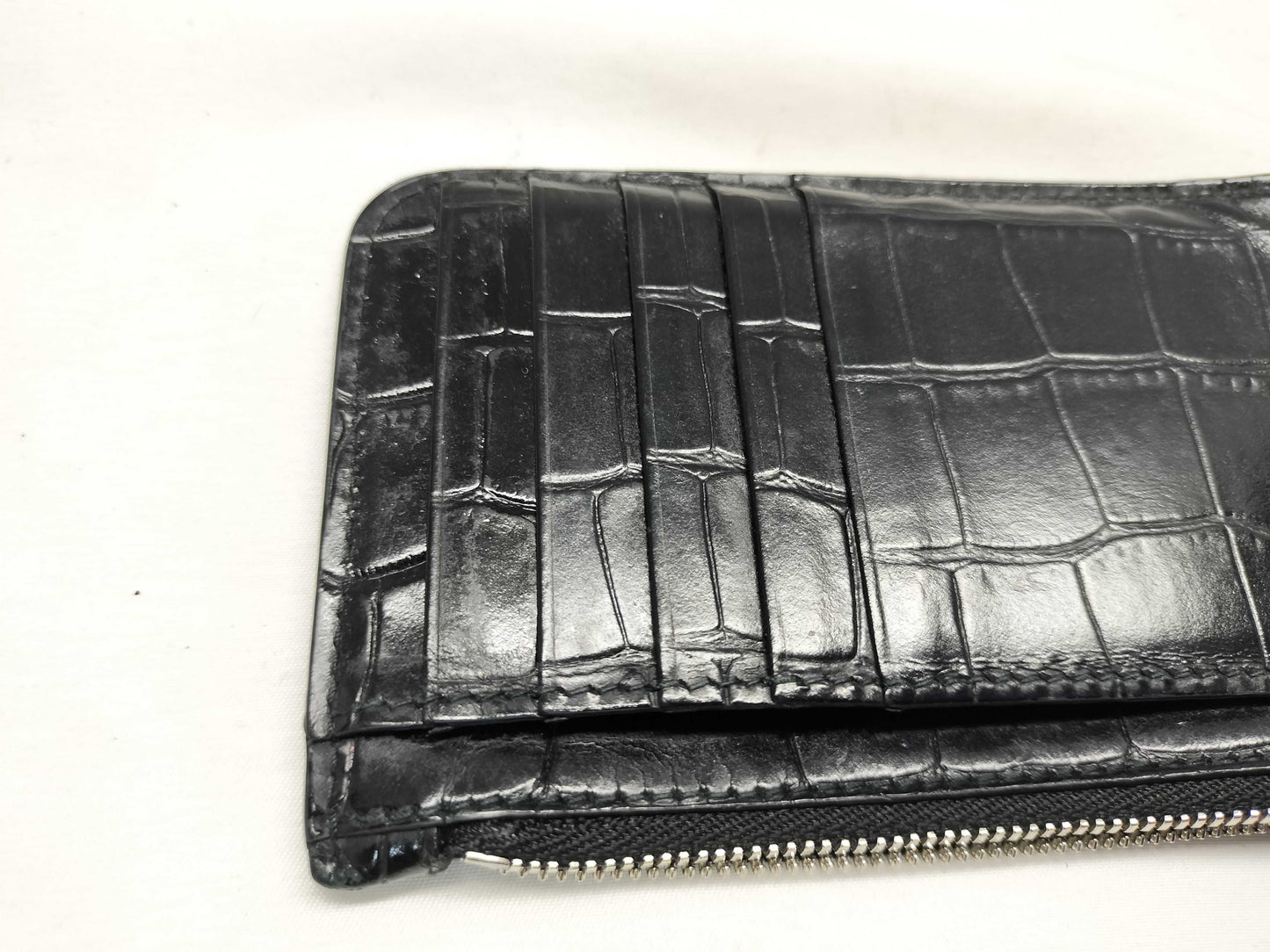 BALENCIAGA Crocodile Embossed Card and Coin Case