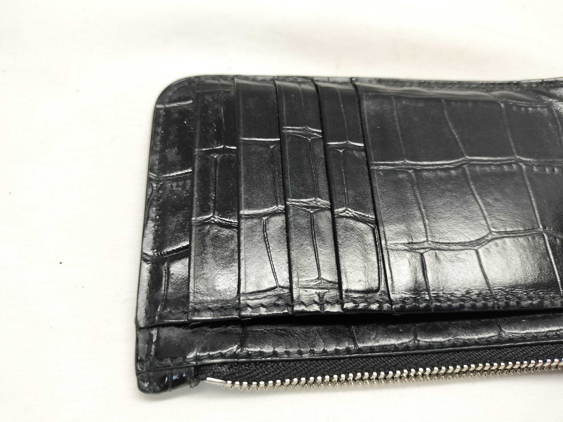 BALENCIAGA Crocodile Embossed Card and Coin Case