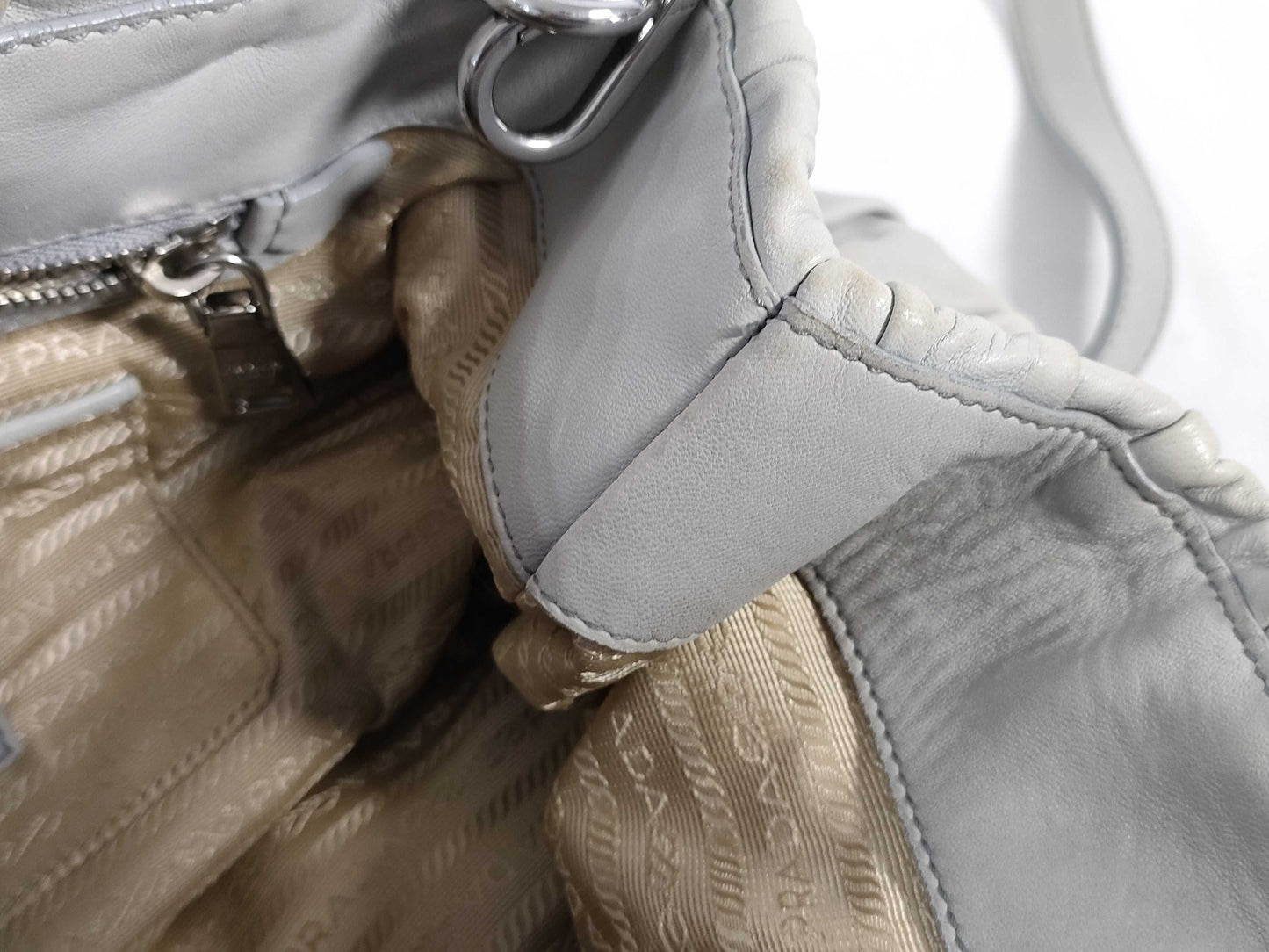 PRADA Gathered Leather 2-Way Handbag