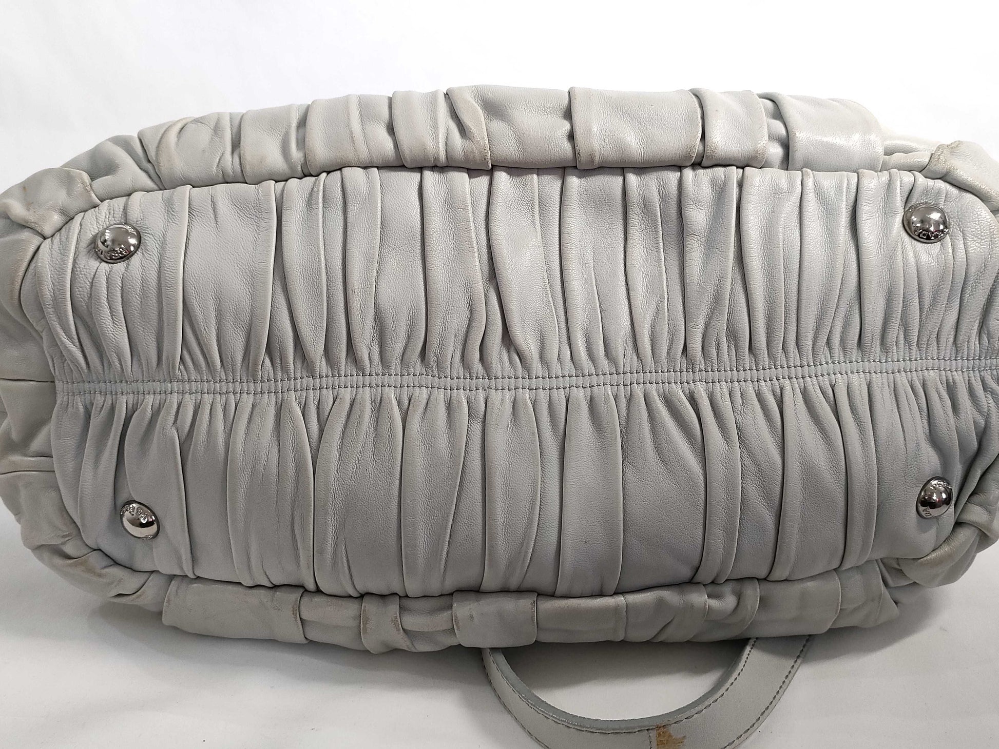 PRADA Gathered Leather 2-Way Handbag