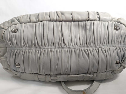 PRADA Gathered Leather 2-Way Handbag