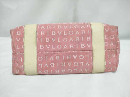 BVLGARI Logomania Canvas and Leather Tote Bag Pink