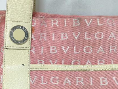 BVLGARI Logomania Canvas and Leather Tote Bag Pink
