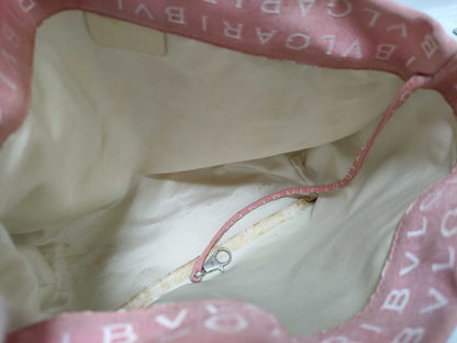BVLGARI Logomania Canvas and Leather Tote Bag Pink