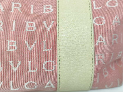 BVLGARI Logomania Canvas and Leather Tote Bag Pink