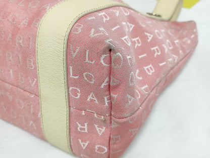 BVLGARI Logomania Canvas and Leather Tote Bag Pink