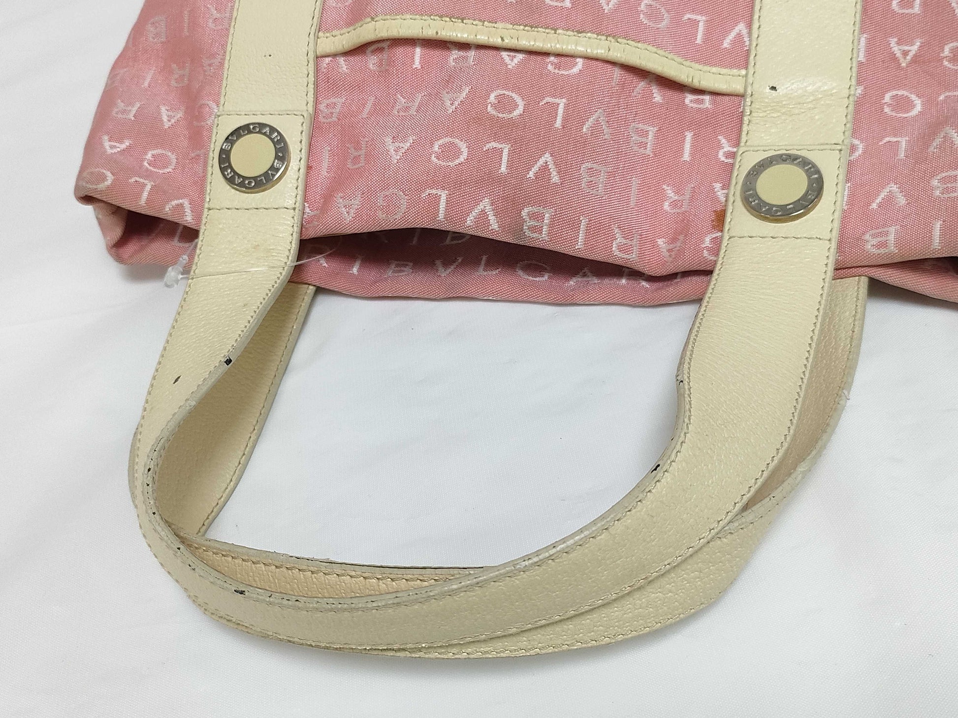BVLGARI Logomania Canvas and Leather Tote Bag Pink