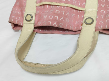 BVLGARI Logomania Canvas and Leather Tote Bag Pink