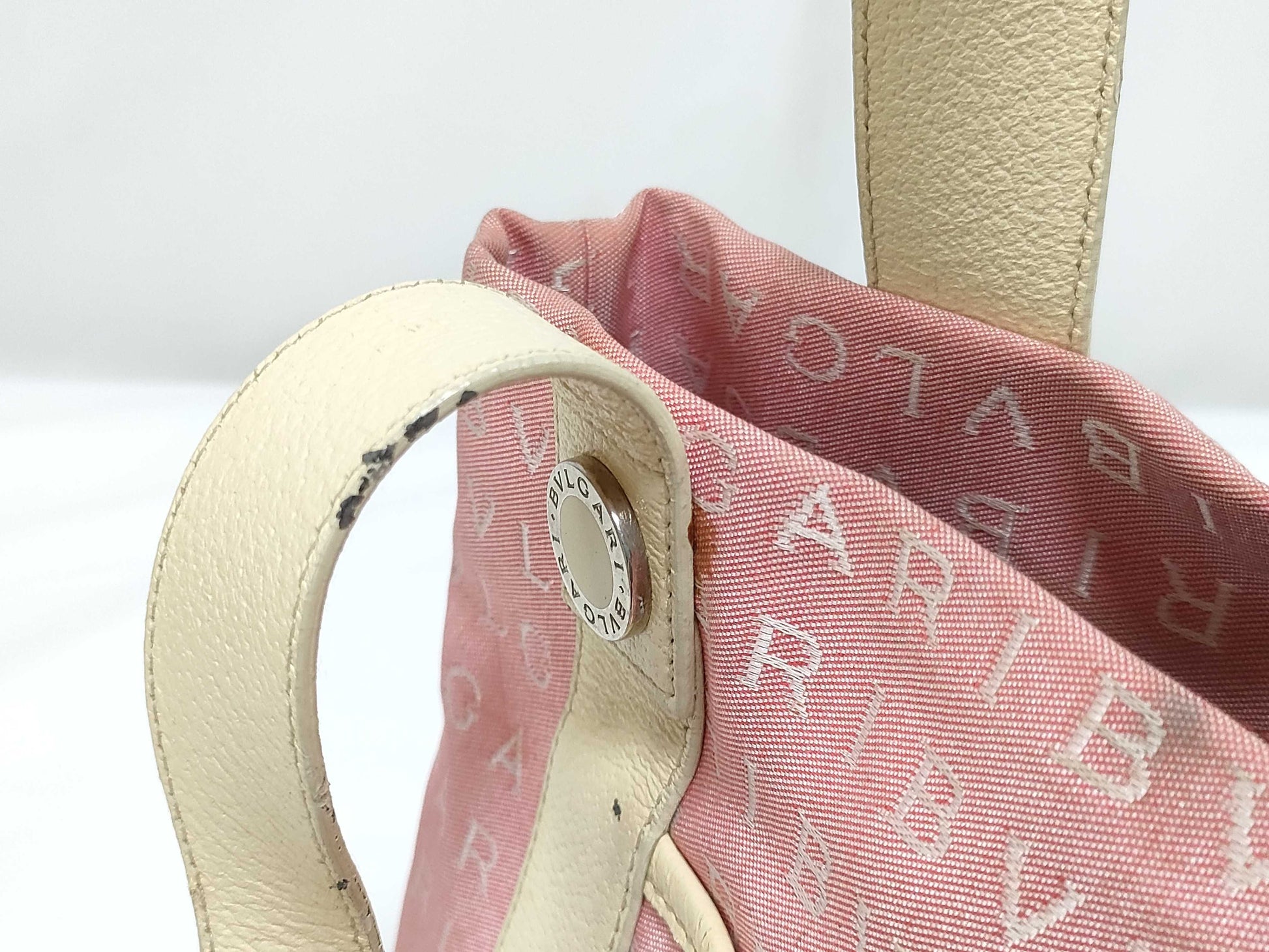 BVLGARI Logomania Canvas and Leather Tote Bag Pink