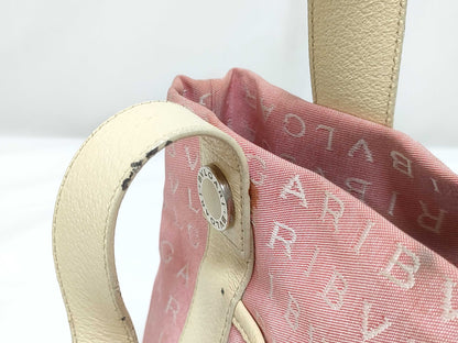 BVLGARI Logomania Canvas and Leather Tote Bag Pink