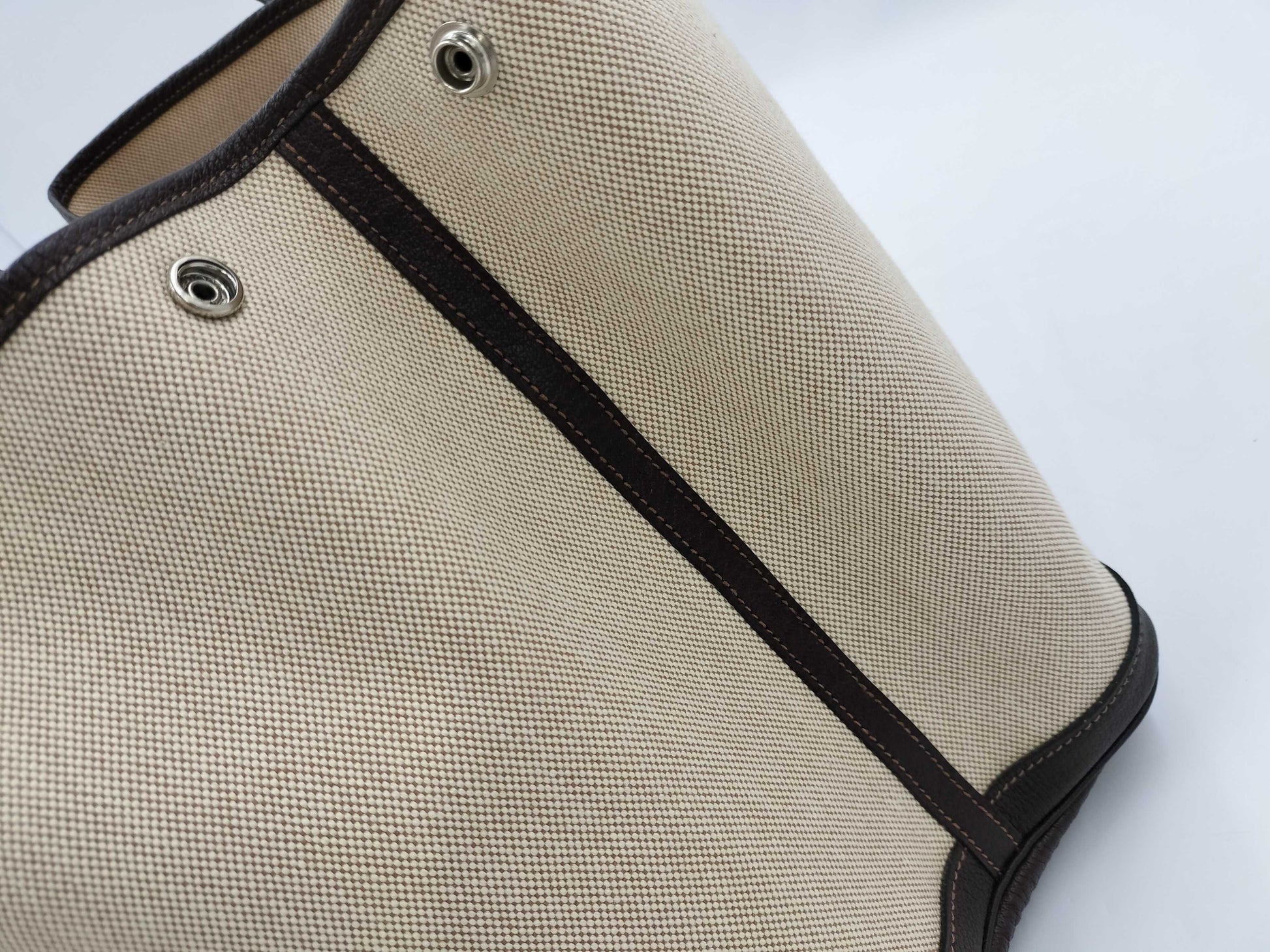 HERMES Garden Party PM Toile Ash Brown O Tote Bag