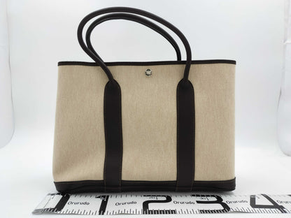 HERMES Garden Party PM Toile Ash Brown O Tote Bag