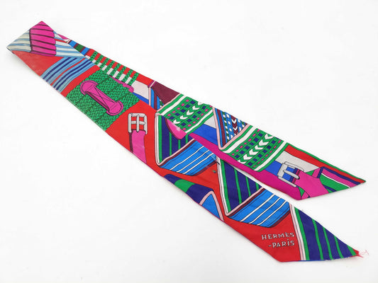 HERMES Twilly Green Scarf