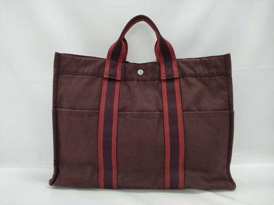 HERMES Foul Tote Brown x Red Tote Bag
