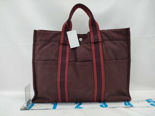 HERMES Foul Tote Brown x Red Tote Bag