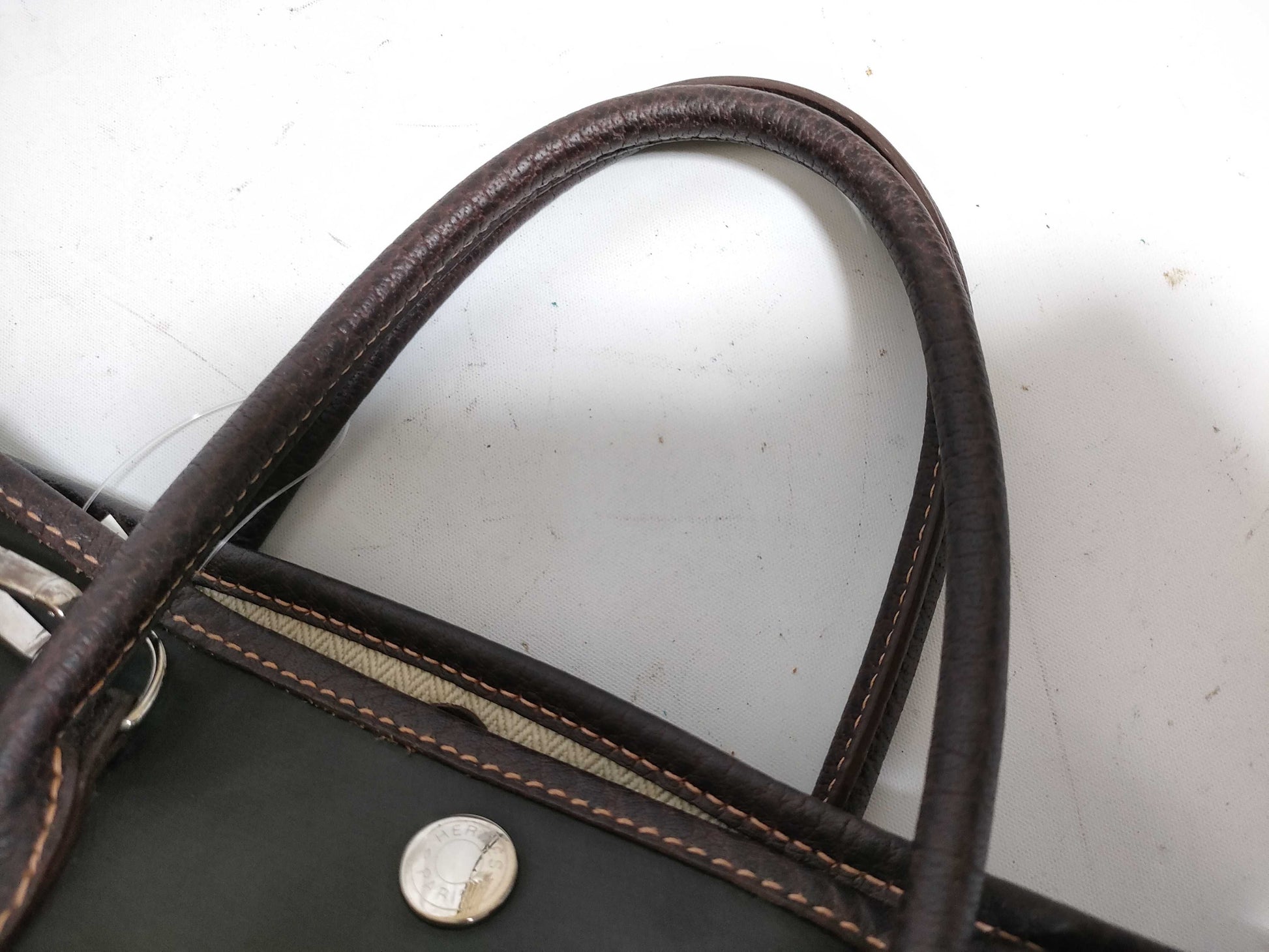 HERMES H Garden Party All Leather Brown Tote Bag
