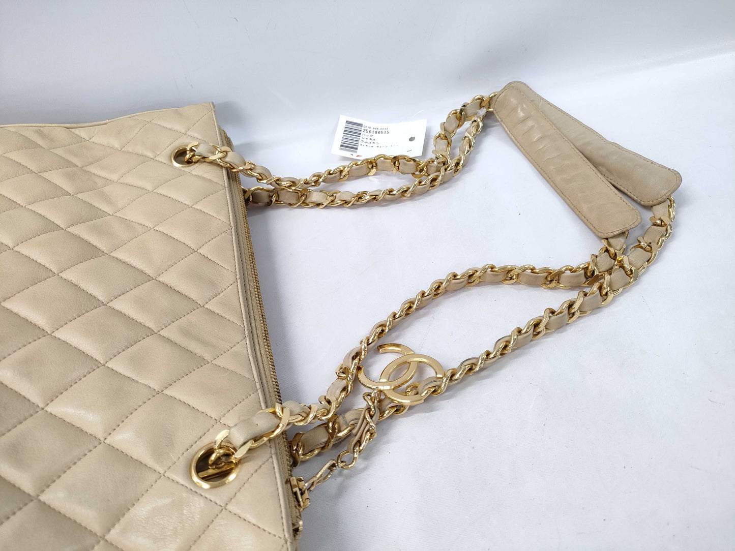 CHANEL Lambskin Matelasse Chain Tote Shoulder Bag