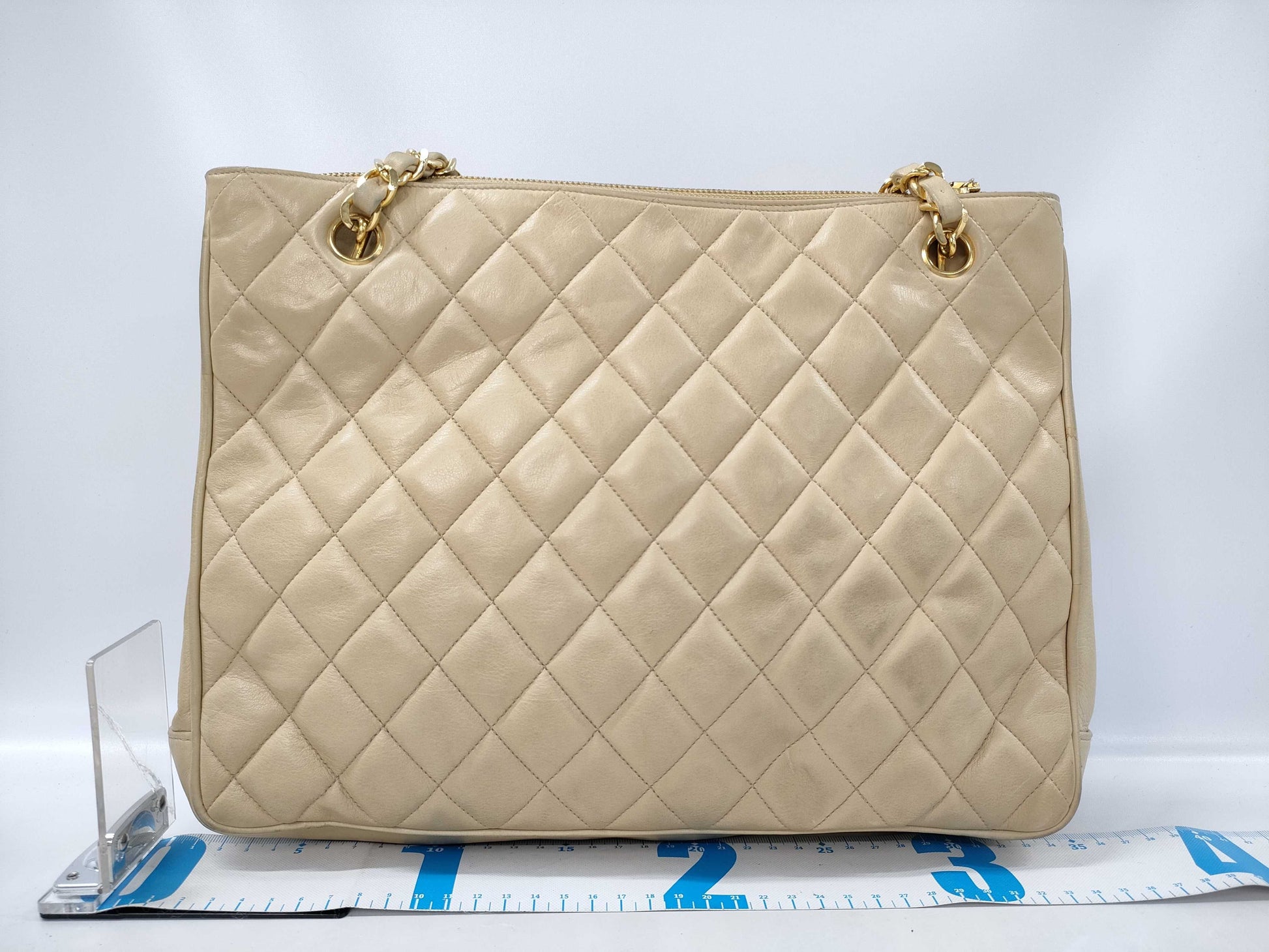 CHANEL Lambskin Matelasse Chain Tote Shoulder Bag