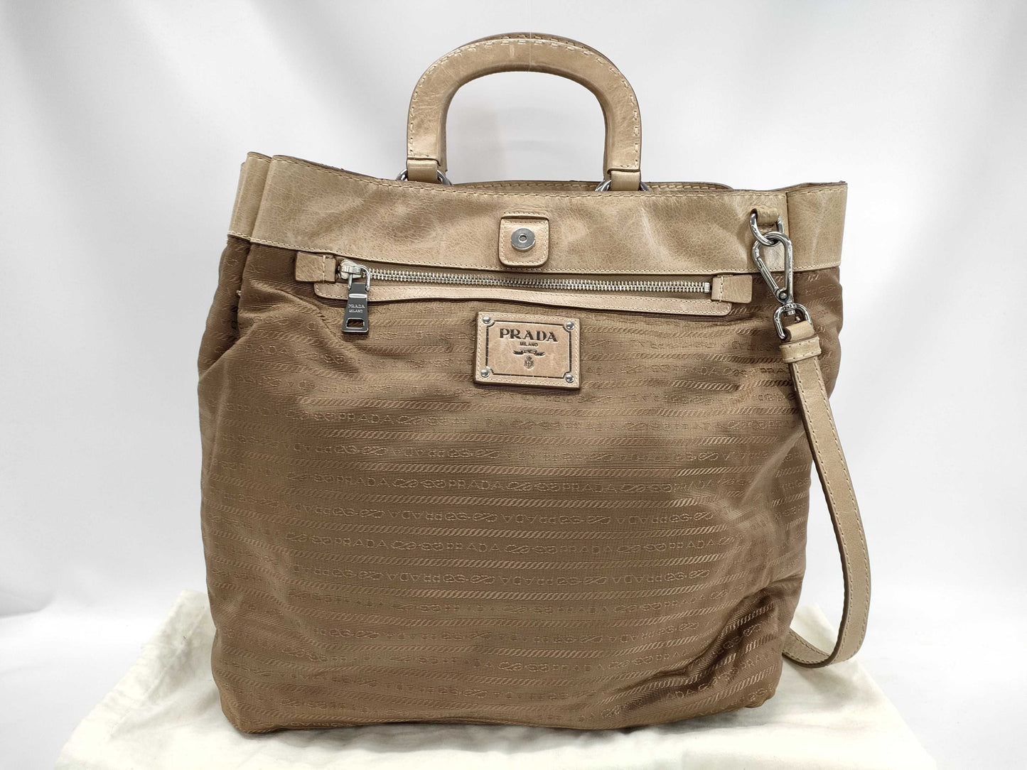 PRADA Nylon Jacquard 2-Way Tote Bag