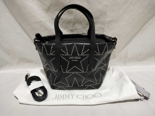 JIMMY CHOO Graphic Star 2-Way Leather Tote Handbag