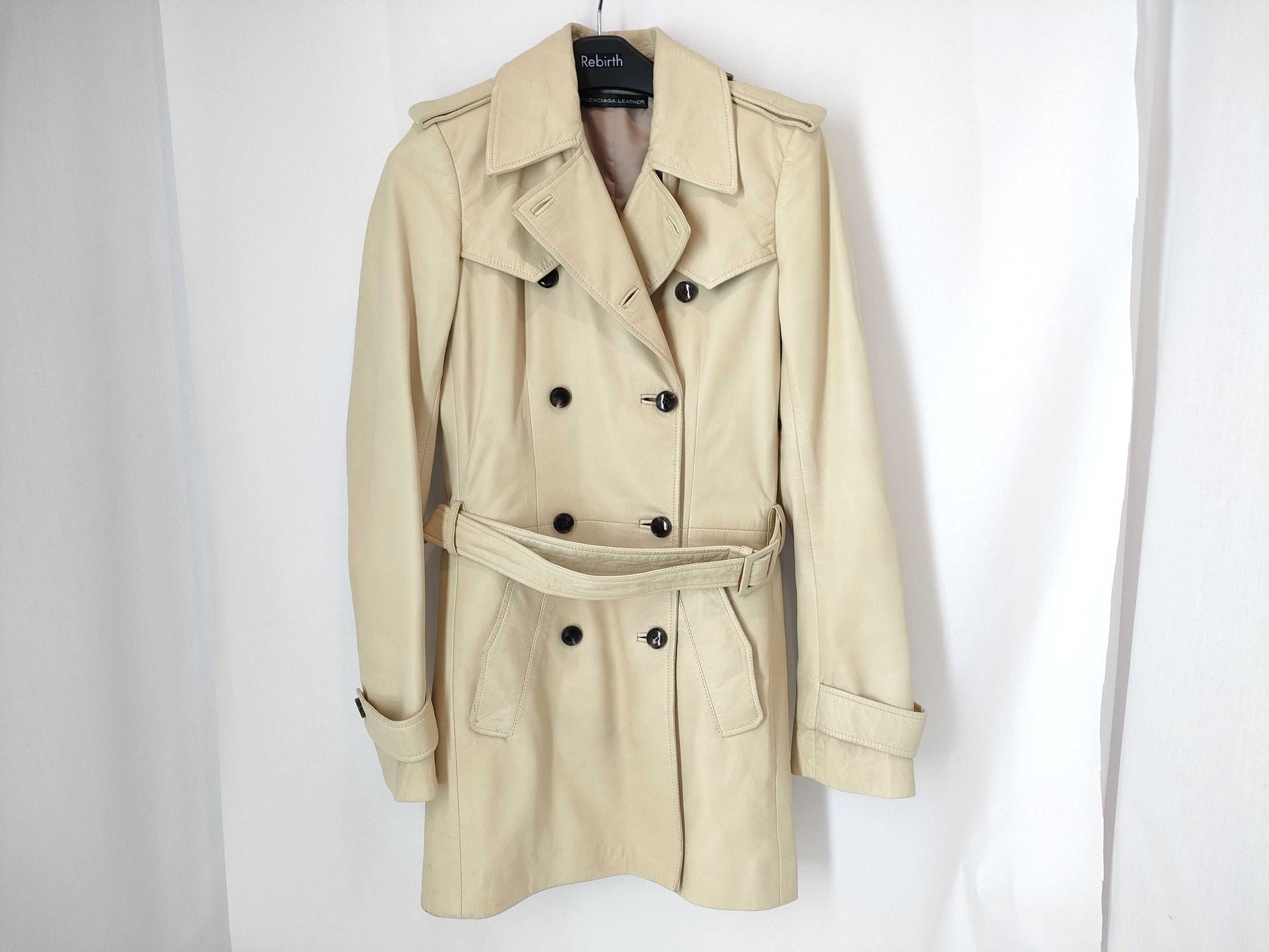 BALENCIAGA Lambskin Trench Coat Beige