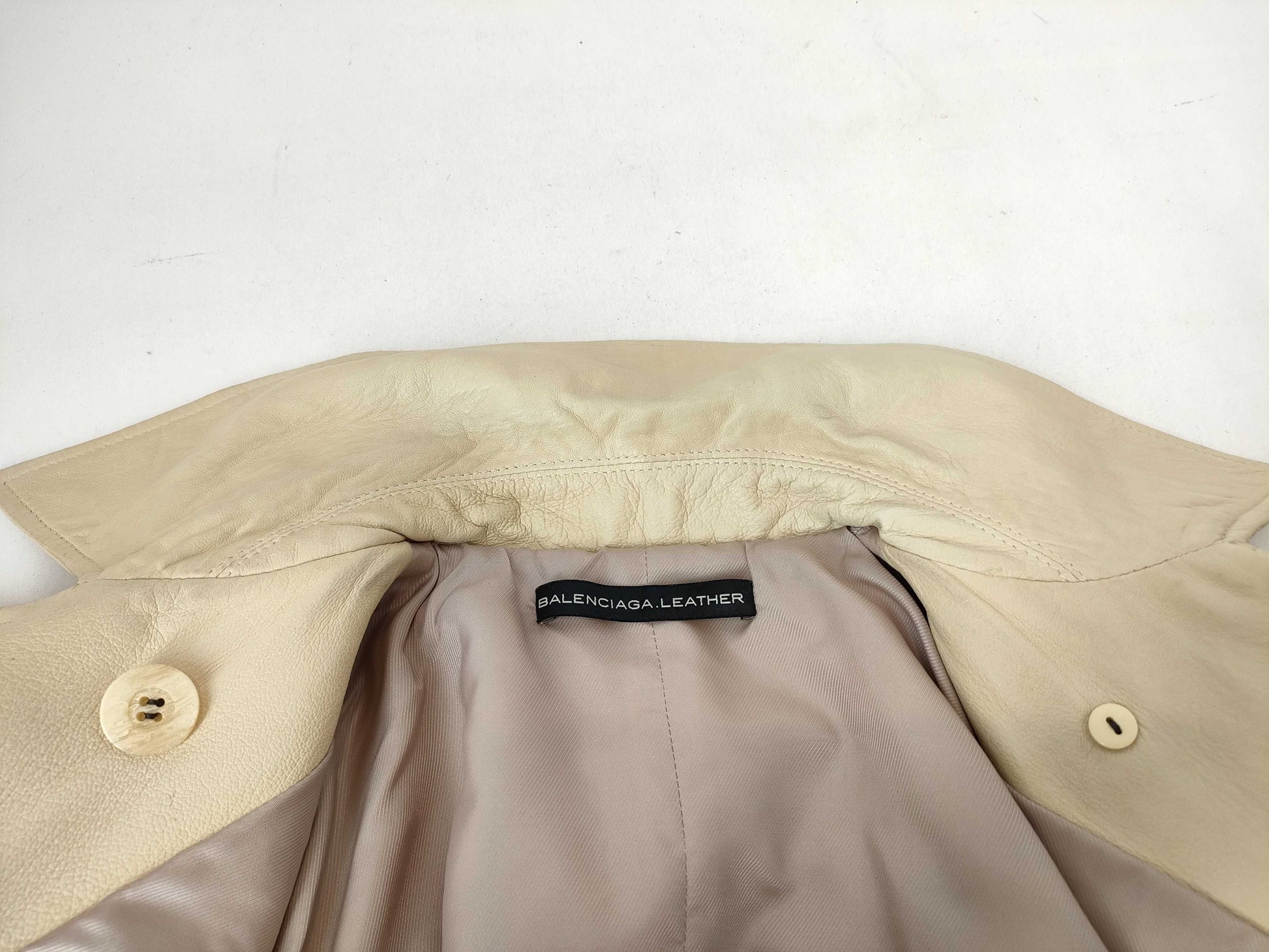 BALENCIAGA Lambskin Trench Coat Beige
