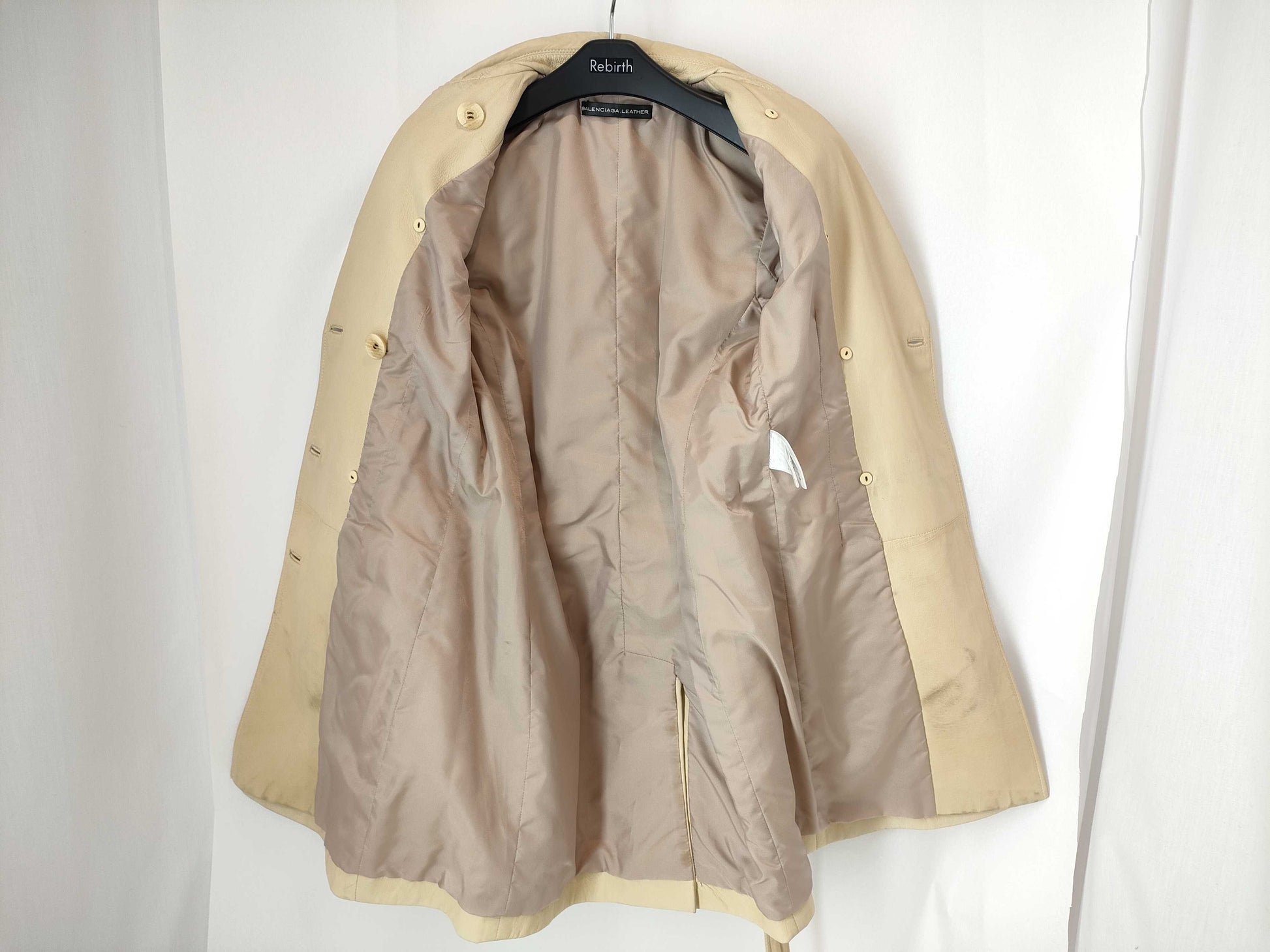 BALENCIAGA Lambskin Trench Coat Beige