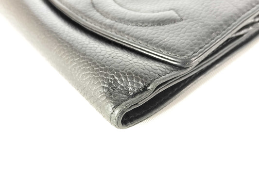 CHANEL [With sticker] No. 2 Caviar Leather Bifold Wallet