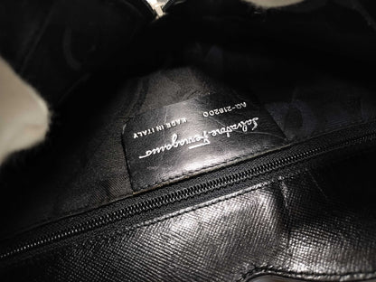 Salvatore Ferragamo Gancini Shoulder Bag with Silver Hardware
