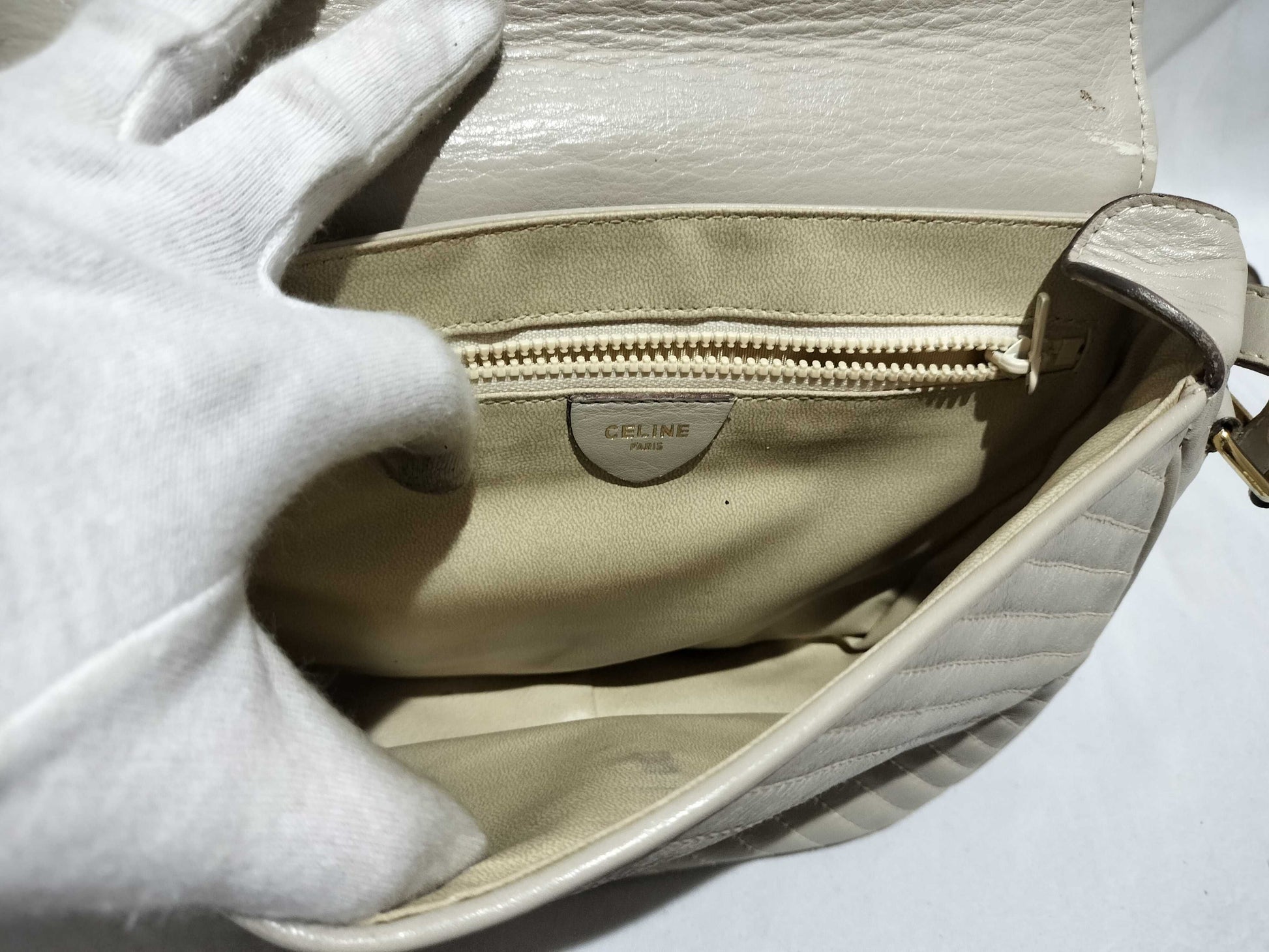 CELINE Triomphe Leather Shoulder Bag