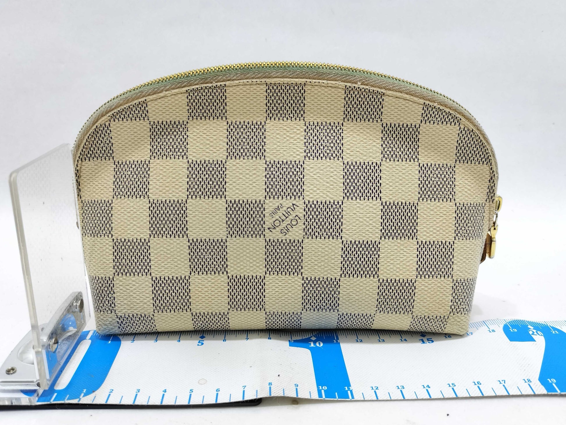 LOUIS VUITTON **2116 Damier Azur Pochette Cosmetic Pouch
