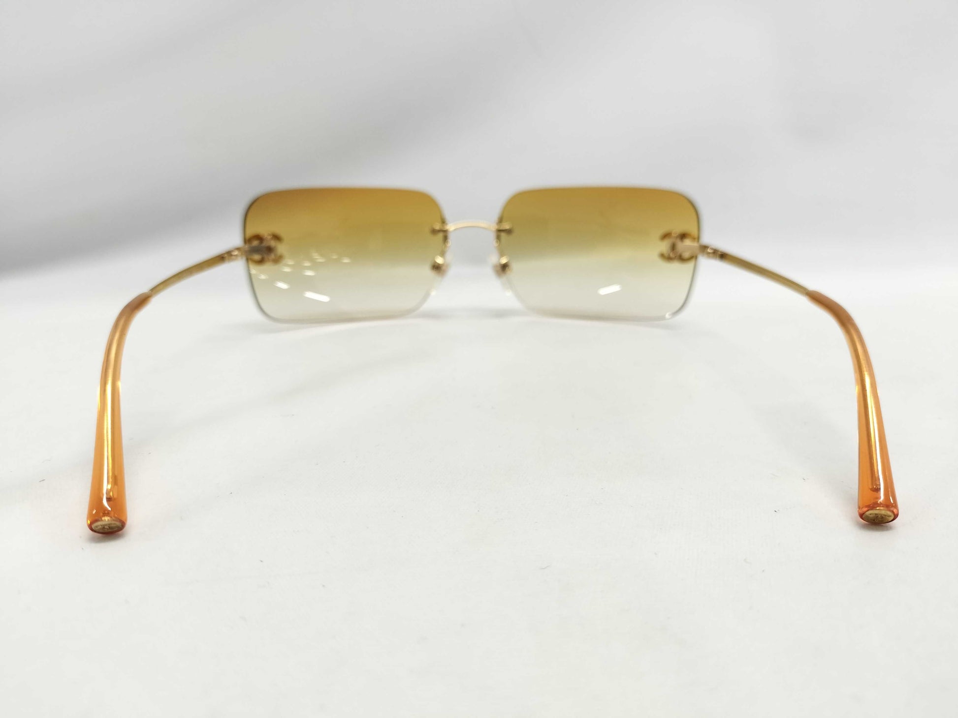  CHANEL 4017-D Coco Mark Rhinestone Orange Sunglasses