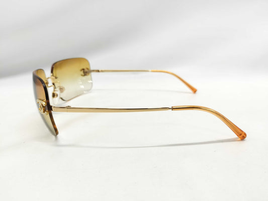  CHANEL 4017-D Coco Mark Rhinestone Orange Sunglasses