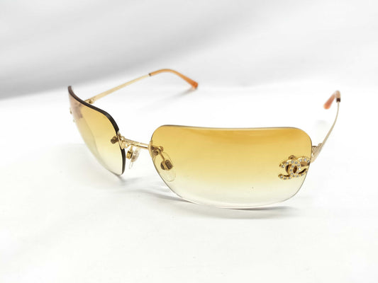  CHANEL 4017-D Coco Mark Rhinestone Orange Sunglasses