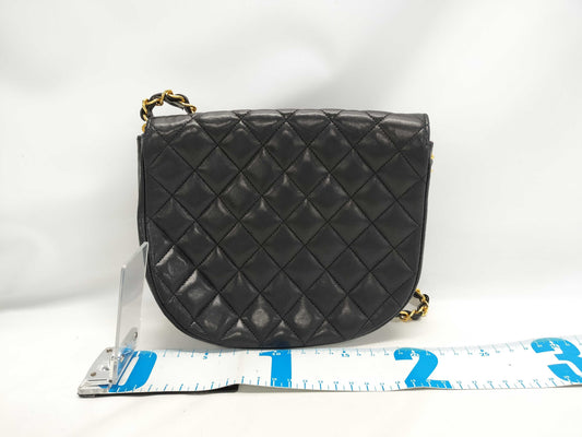 CHANEL Lambskin Half Moon Shoulder Bag