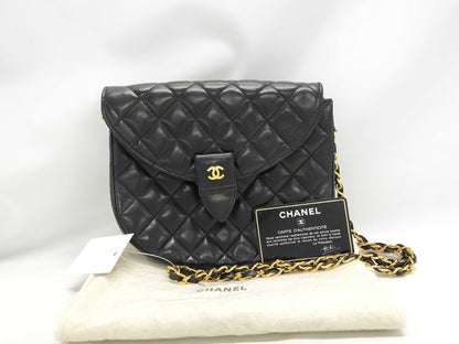 CHANEL Lambskin Half Moon Shoulder Bag