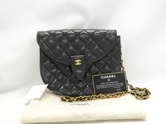 CHANEL Lambskin Half Moon Shoulder Bag