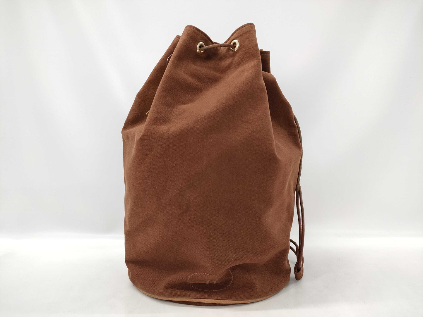 HERMES Polochon Mimir Canvas Brown Shoulder Bag