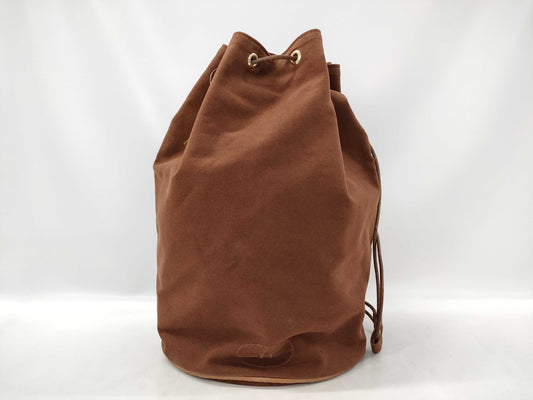 HERMES Polochon Mimir Canvas Brown Shoulder Bag