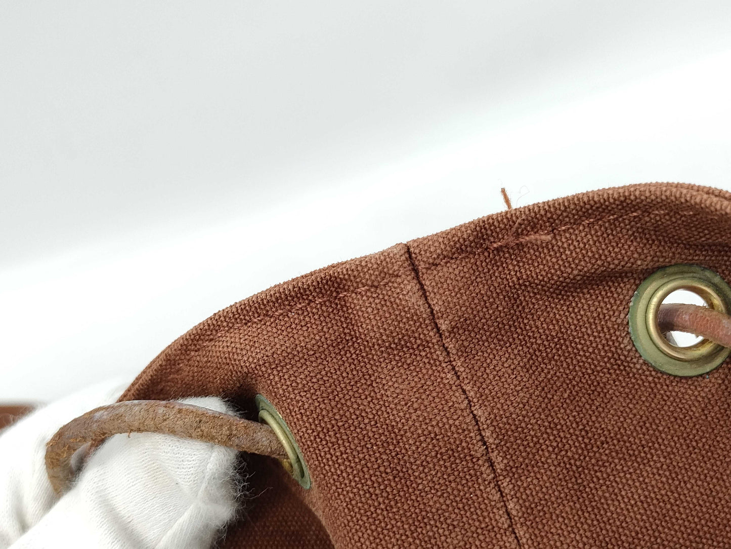 HERMES Polochon Mimir Canvas Brown Shoulder Bag