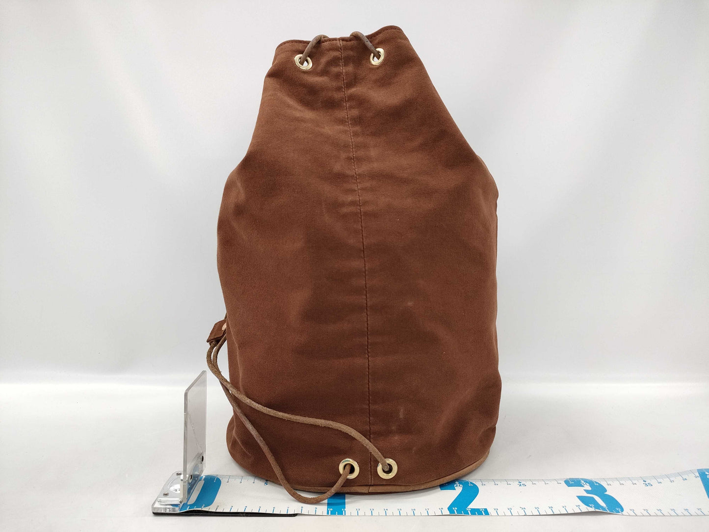 HERMES Polochon Mimir Canvas Brown Shoulder Bag