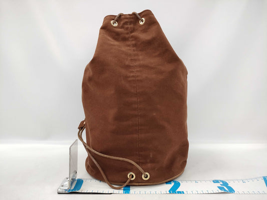 HERMES Polochon Mimir Canvas Brown Shoulder Bag