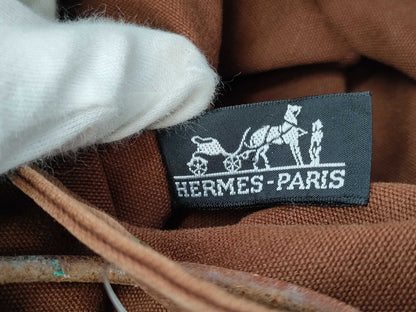 HERMES Polochon Mimir Canvas Brown Shoulder Bag