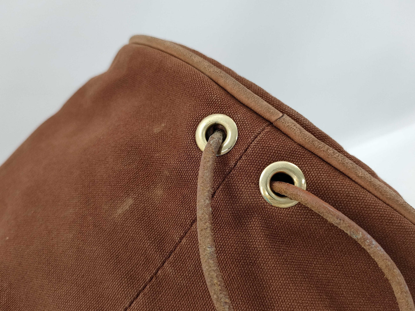 HERMES Polochon Mimir Canvas Brown Shoulder Bag