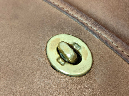 COACH Leather Shoulder Bag Flap Brown 044 Shoulder Bag
